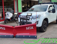 ISUZU D-Max mit THE BOSS Schneepflug und LEHNER POLARO Heckanbaustreuer als Winterdienstausstattung